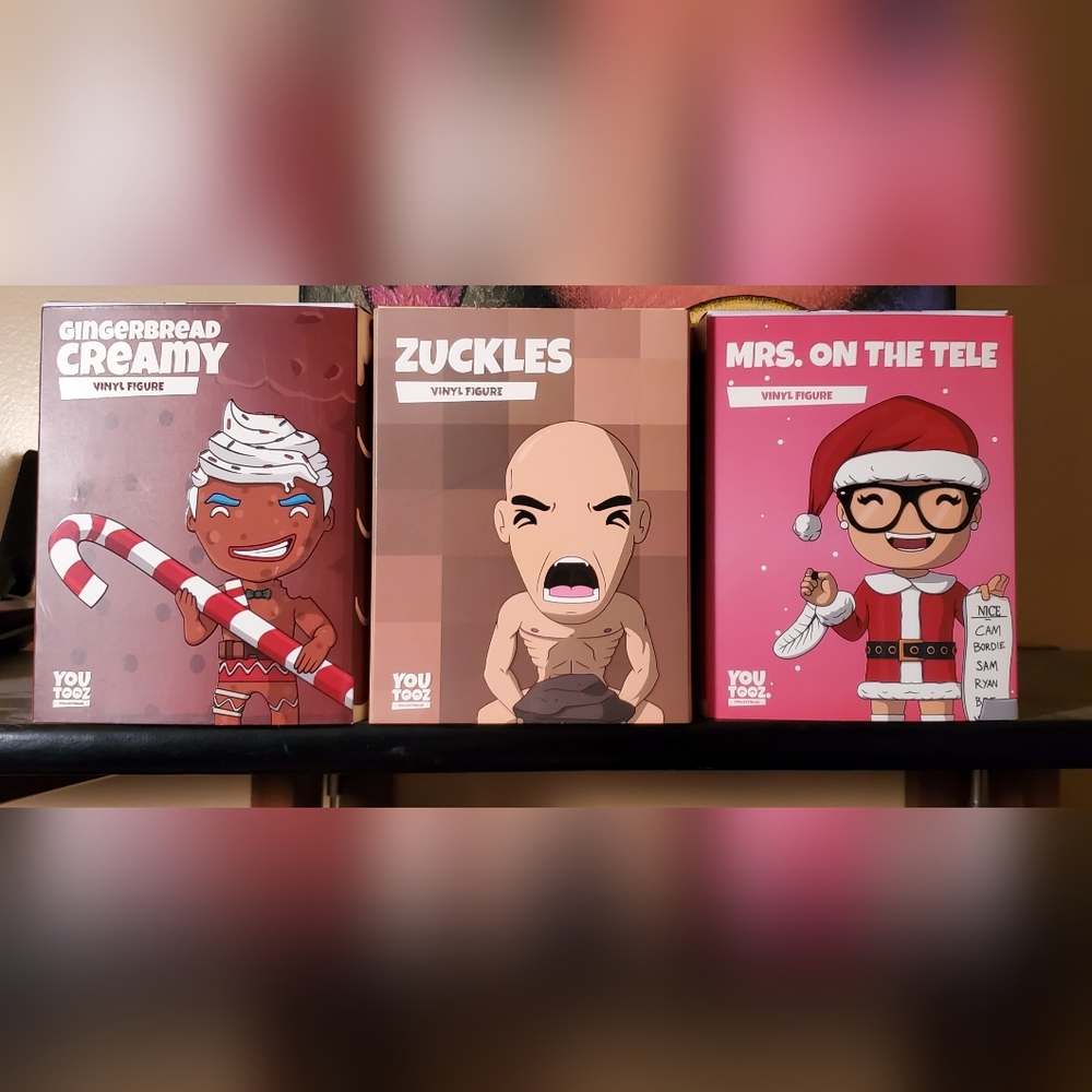NIB YouTooz Mrs. on the self, Zuckles, and Gingerbread Creamy vinyl figures